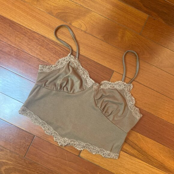 Brown Lace Boho Tank Top Size Medium Cami - Picture 3 of 7